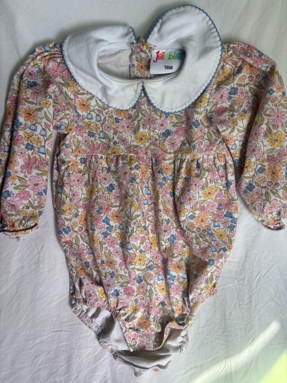 Jellybean Floral Peter Pan Collar One-Piece - Pink/Yellow/Blue